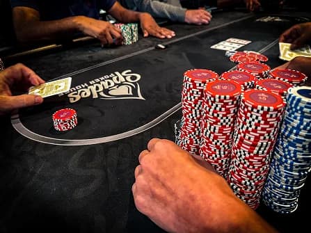 Player holding cards